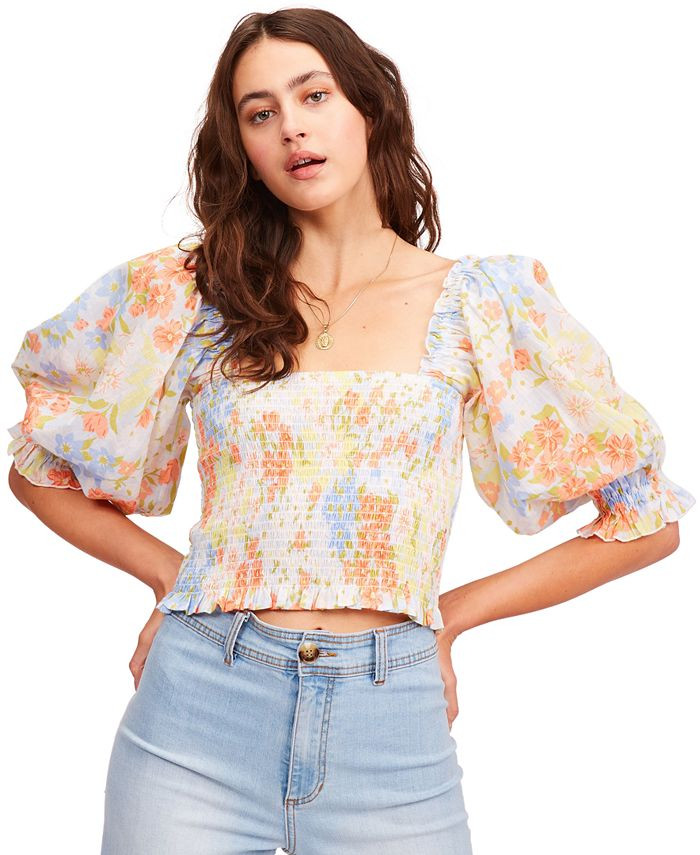 Juniors' Feeling Groovy Cotton Smocked Top | Macys (US)