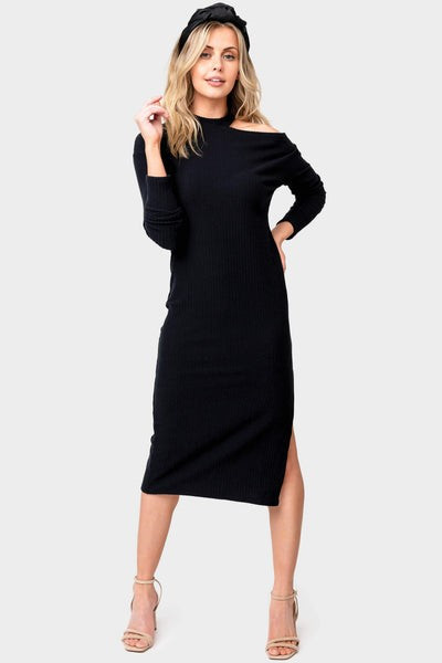 Cutout Long Line Soft Rib Dress | Gibson