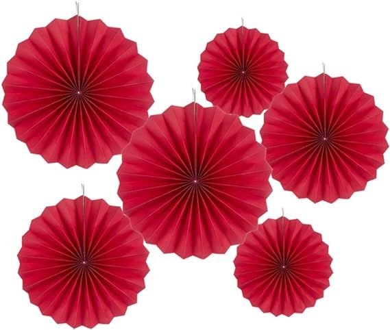 MOWO Red Paper Fans Hanging Decoration (red,6pc) | Amazon (US)