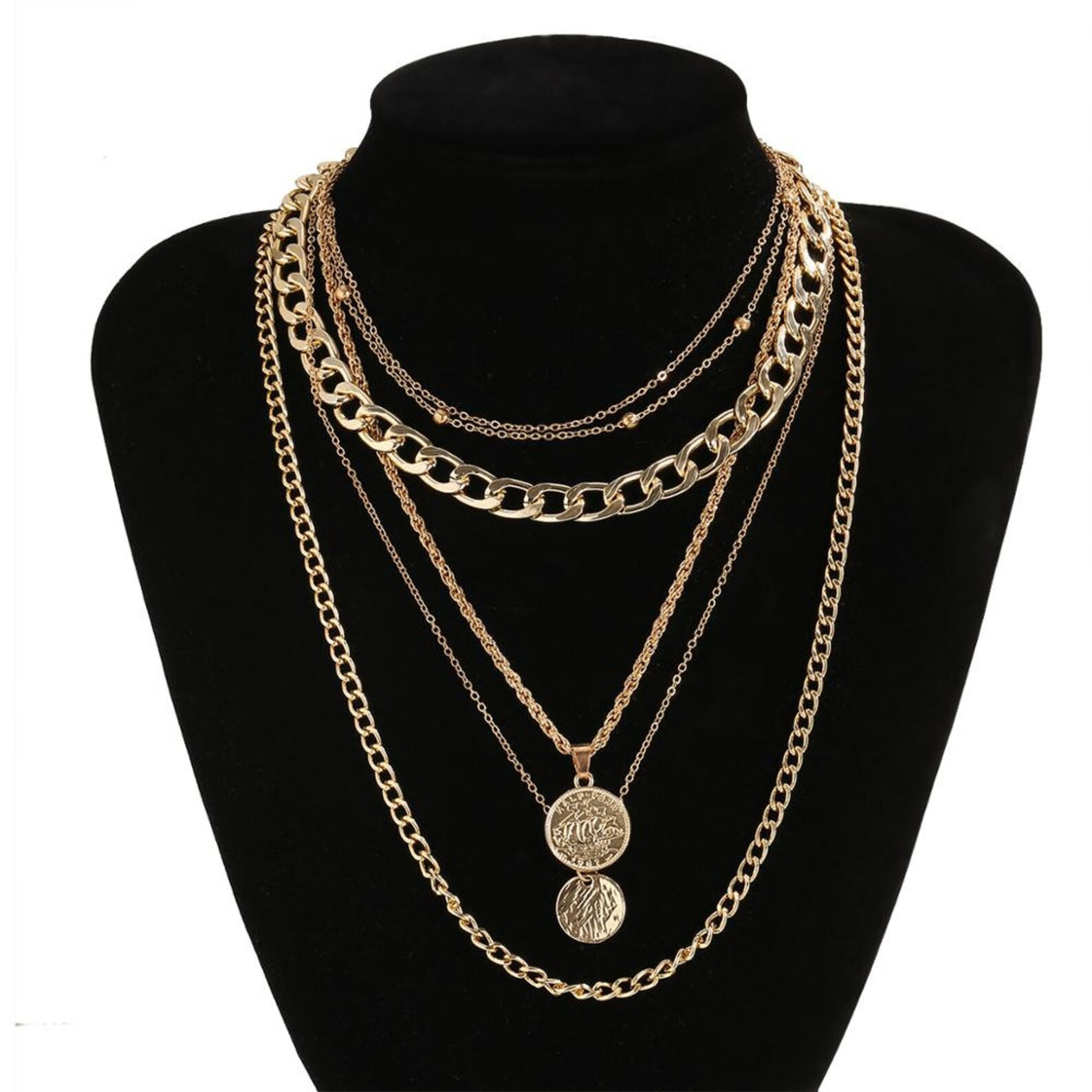 Multi-layer Medal Pendant Necklace - Etsy | Etsy (US)