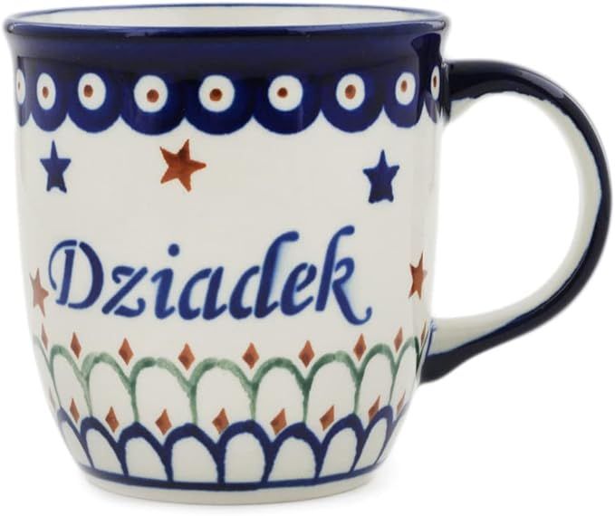 Polish Pottery 11 oz Mug (DZIADEK - Grandpa Theme) + Certificate of Authenticity | Amazon (US)