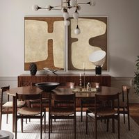 Set Of 2 Brown Wabi Sabi Wall Art Piece Beige Painting On Canvas Minimalist Larger Framed Deocr | Etsy (US)