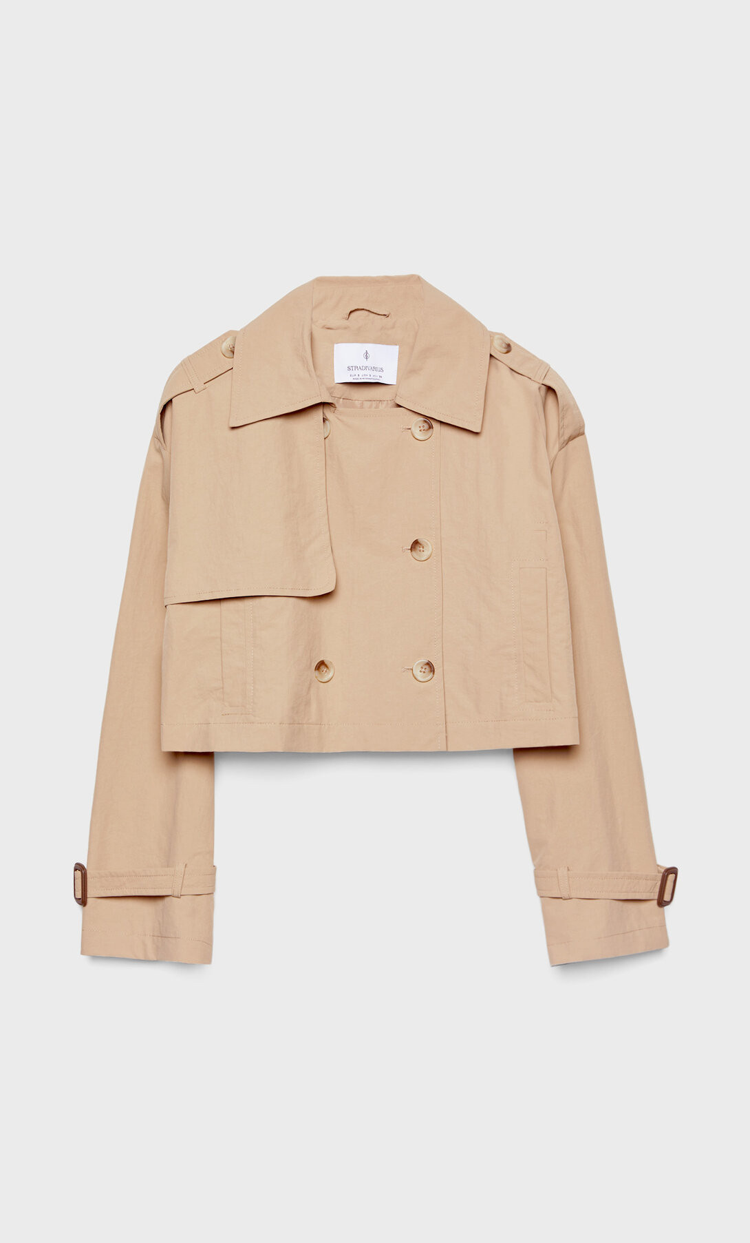 Short oversize trench coat with creased effect - Women's fashion | Stradivarius United Kingdom | Stradivarius (UK)