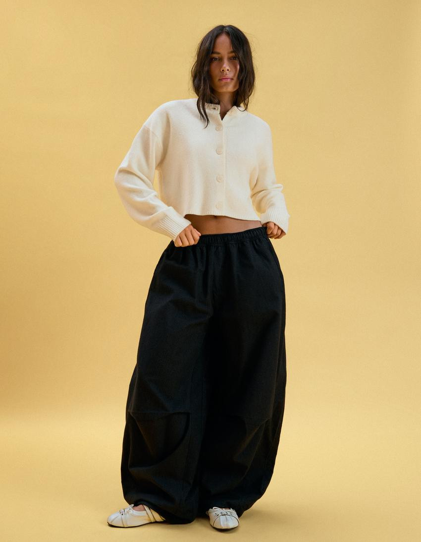 Soft touch round neck jacket | Bershka UK