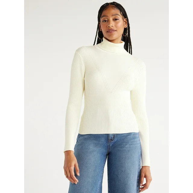 Scoop Women’s Rib Knit Turtleneck Sweater, Sizes XS-XXL | Walmart (US)