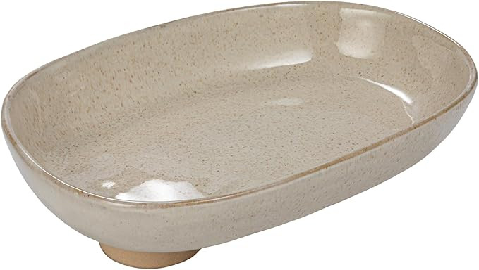 Bloomingville Stoneware Oval Platter with Oversized Feet, Cream | Amazon (US)