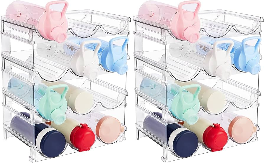 Vtopmart Clear Water Bottle Organizer, 8 Pack Water Bottle Storage Rack Plastic, Stackable Water ... | Amazon (US)