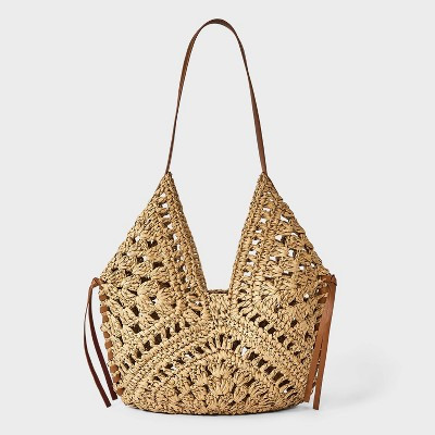 Straw Crochet Tassel Shoulder Bag - Universal Thread™ Natural | Target