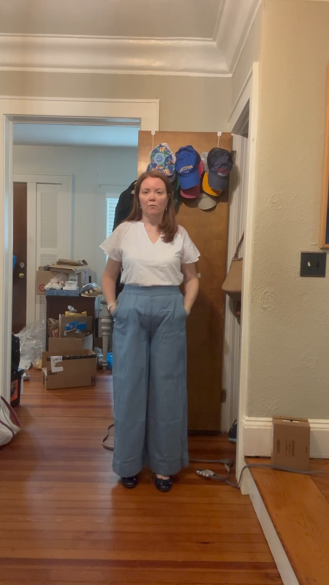 Lightweight summer Workwear from Walmart.  White top and lightweight  chambray pants both fit TTS. 

#LTKFindsUnder50 #LTKMidsize #LTKWorkwear