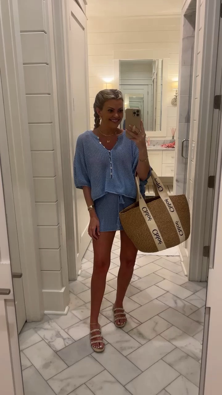 (wearing a medium in the top & small in the skirt) swimsuit cover up, summer, travel, pool, beach, beach bag, summer bag, purse, summer sandals, pearl sandals, two piece set, gold jewelry 

electric picks code: JESS20

#LTKtravel #LTKswim #LTKFind