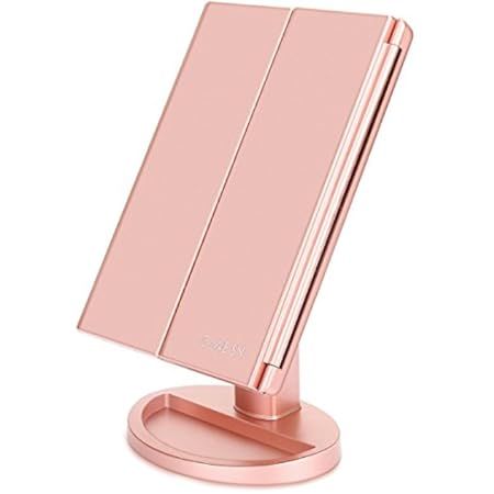 deweisn Tri-Fold Lighted Vanity Mirror with 21 LED Lights, Touch Screen and 3X/2X/1X Magnification,  | Amazon (US)