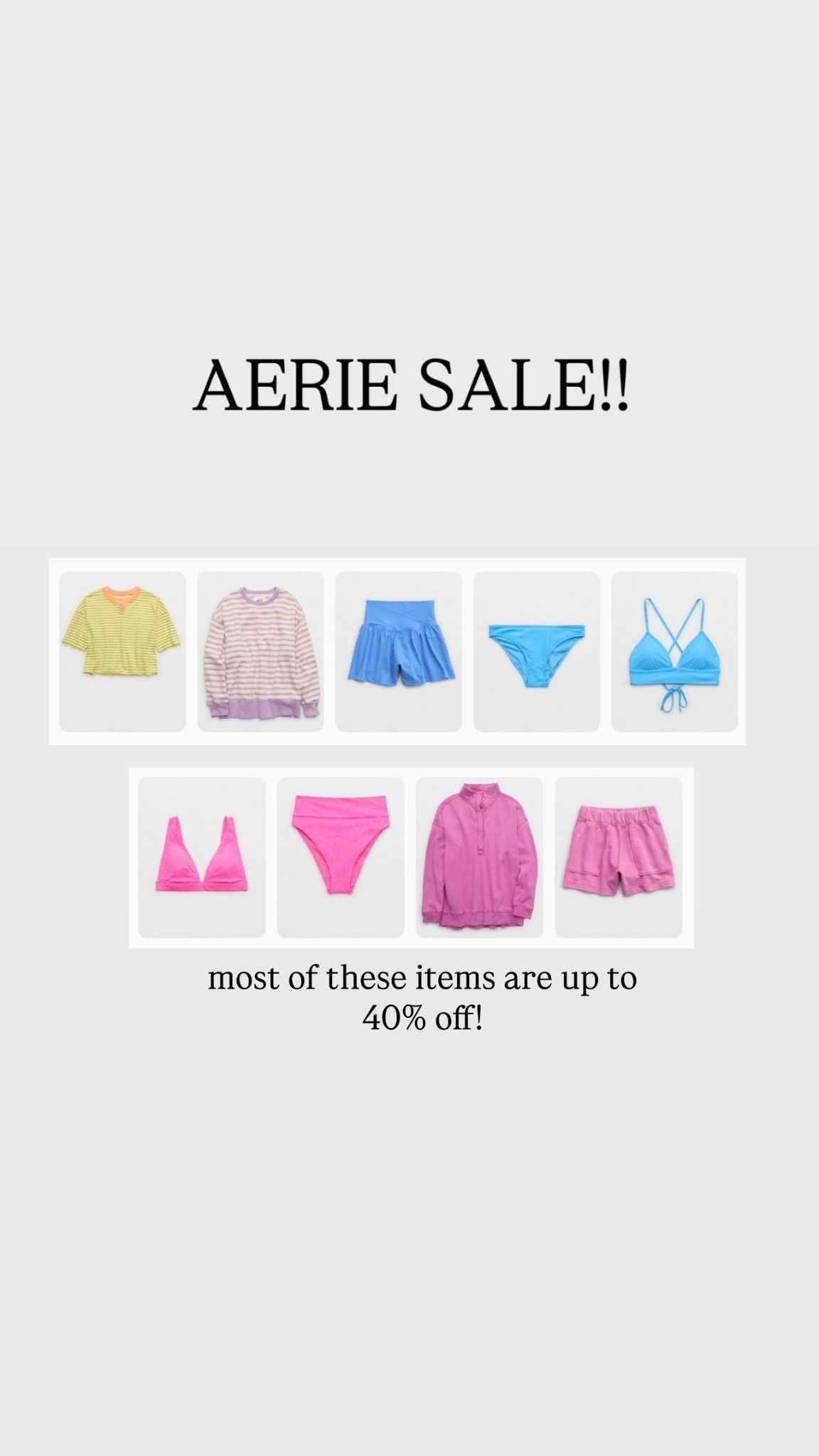 Aerie sale!! Most of these items are up to 40% off! I’m keeping every item 🤩 so so good! Their sweatshirts and swim are my go to every single year!

#LTKSwim #LTKootd #LTKSaleAlert