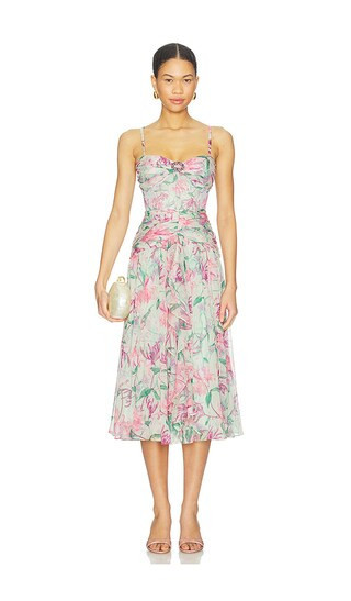 PatBO Honey Flower Midi Dress in Green. - size 2 | Revolve Clothing (Global)