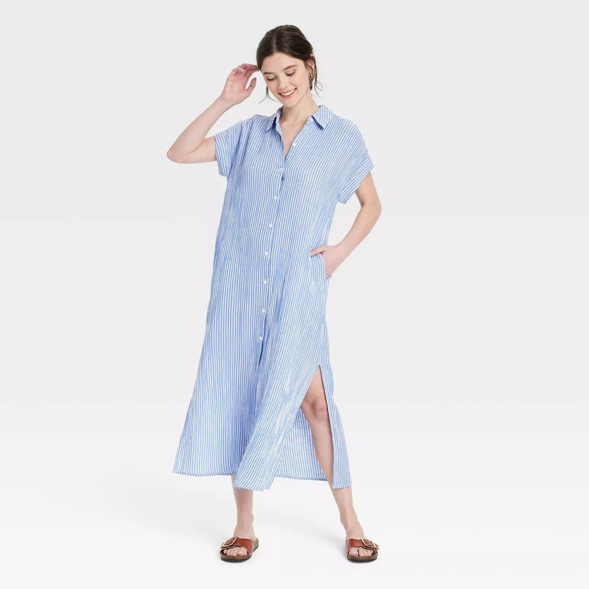 Women's Gauze Button-Front Maxi Shirtdress - Universal Thread™ | Target