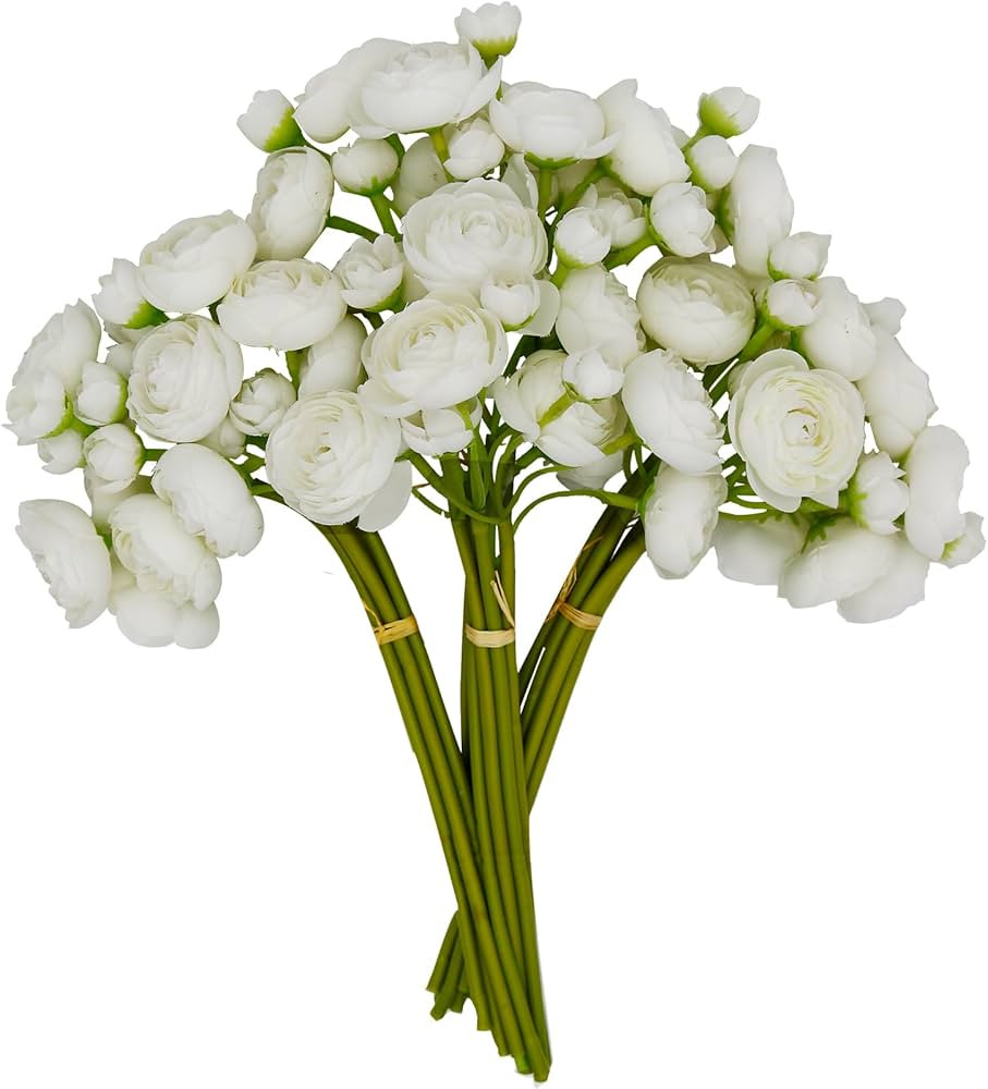 24 Pcs Mini Ranunculus Artificial Flowers with Real Touch Stems 11.5", Silk Flowers Arrangements ... | Amazon (US)