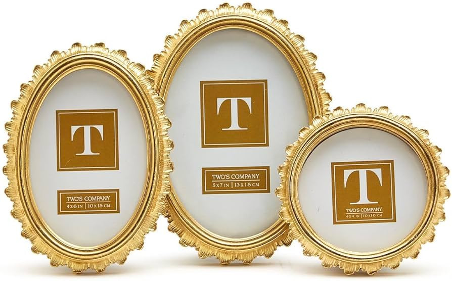 Two's Company Gold Falcate Photo Frame, Resin and Glass, Set of 3, Stands Vertically | Amazon (US)