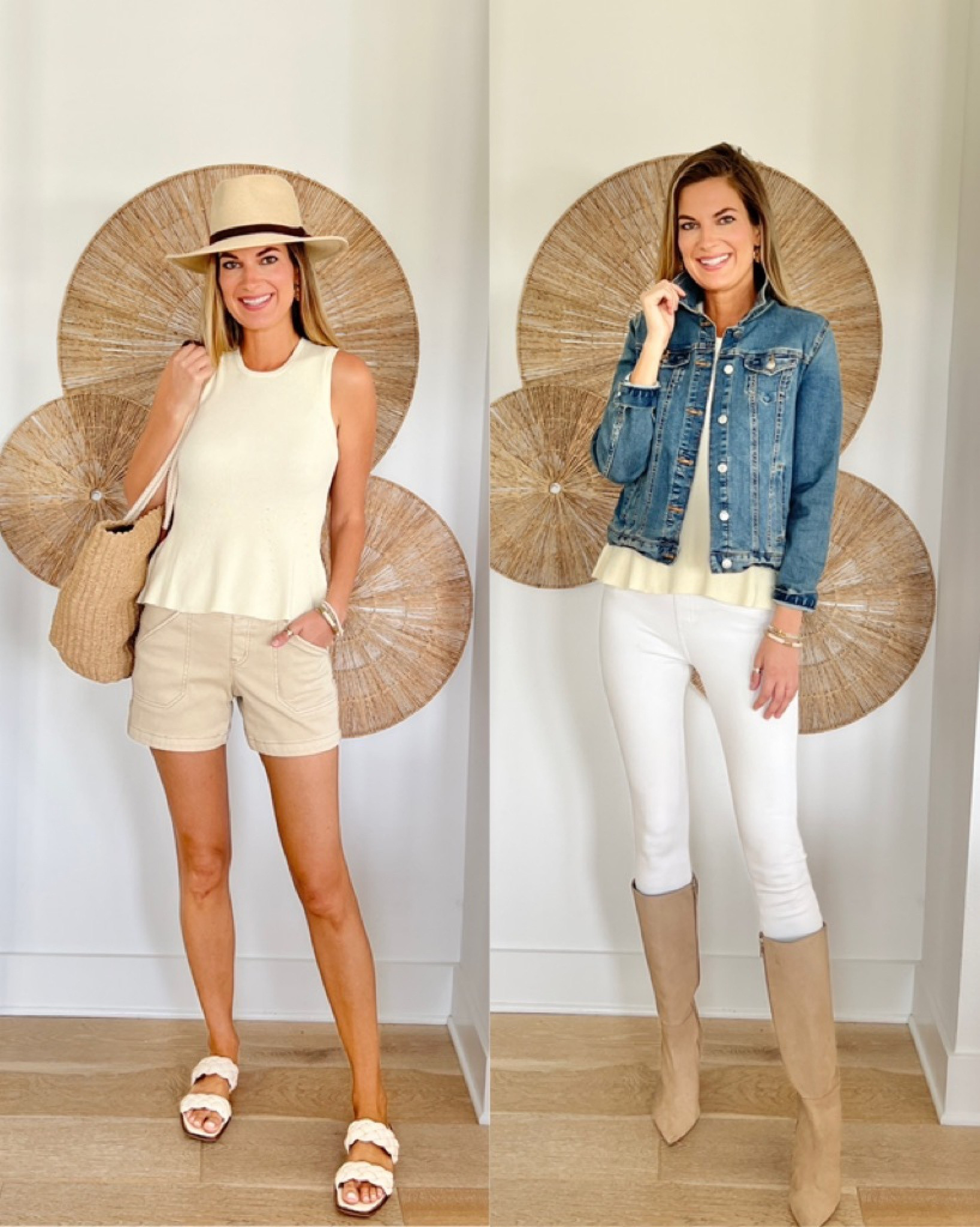 $20 knit shell tank summer to fall! I have xs in the tank. Small in the shorts and denim jacket. Xs in the leggings

#LTKshoecrush #LTKSeasonal #LTKunder50