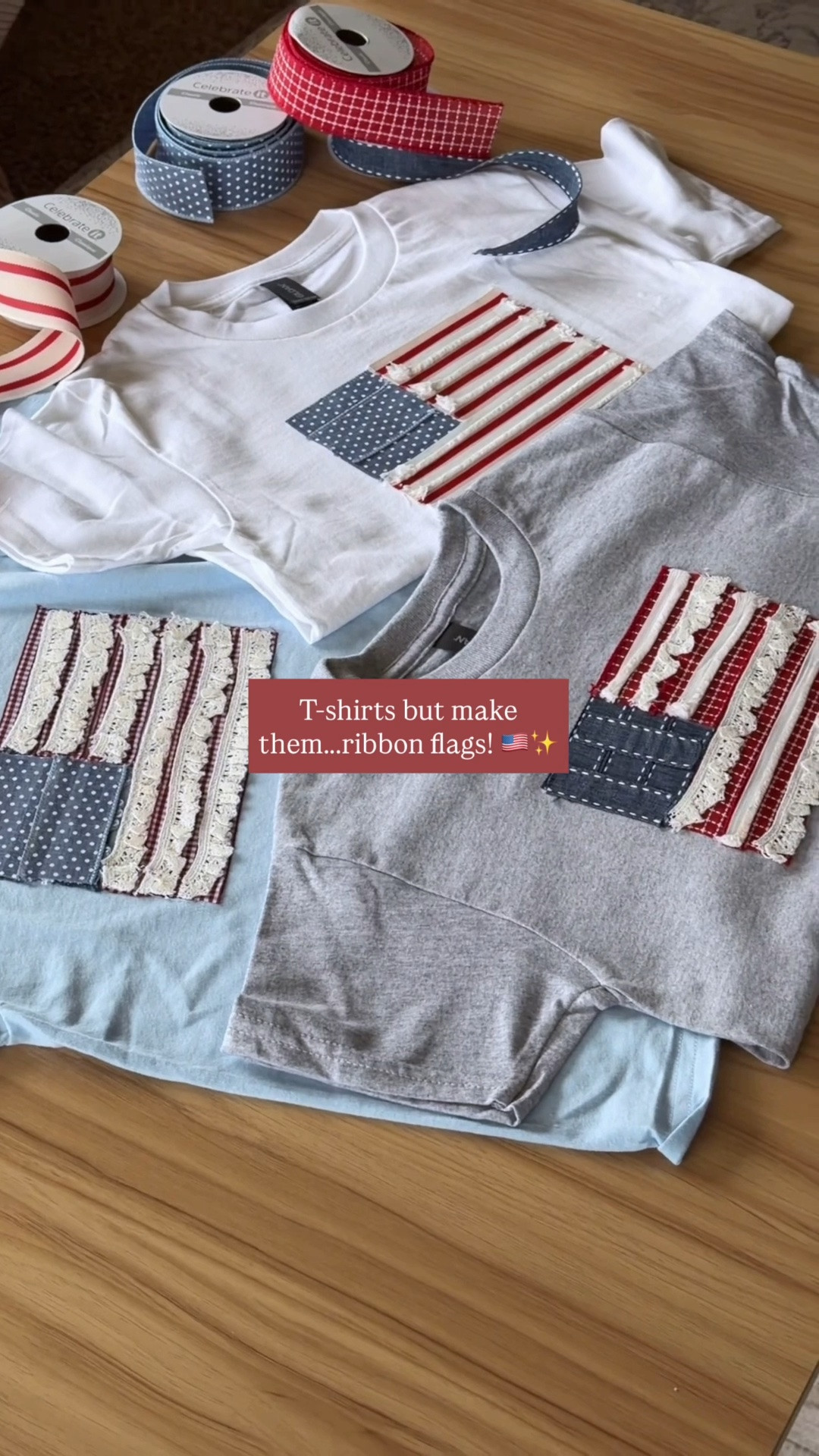 All you need is ribbon, a tshirt and some stitch witchery and you can make some really cute DIY Fourth of July shirts 🥰

#carftymom #diy

#LTKmomlife #LTKKids #LTKBaby