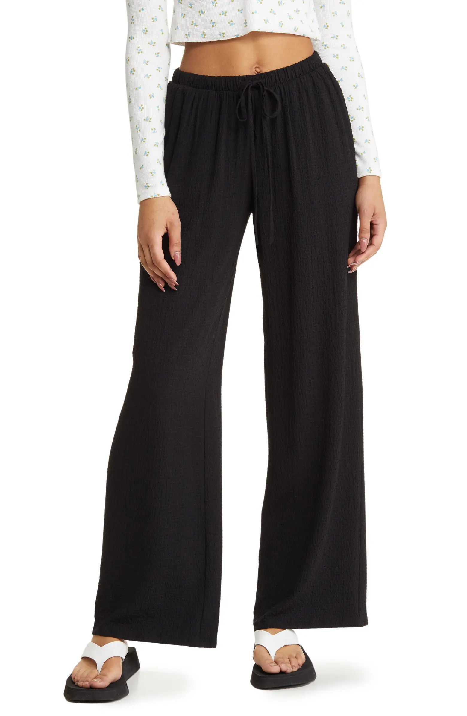 Textured Wide Leg Pants | Nordstrom
