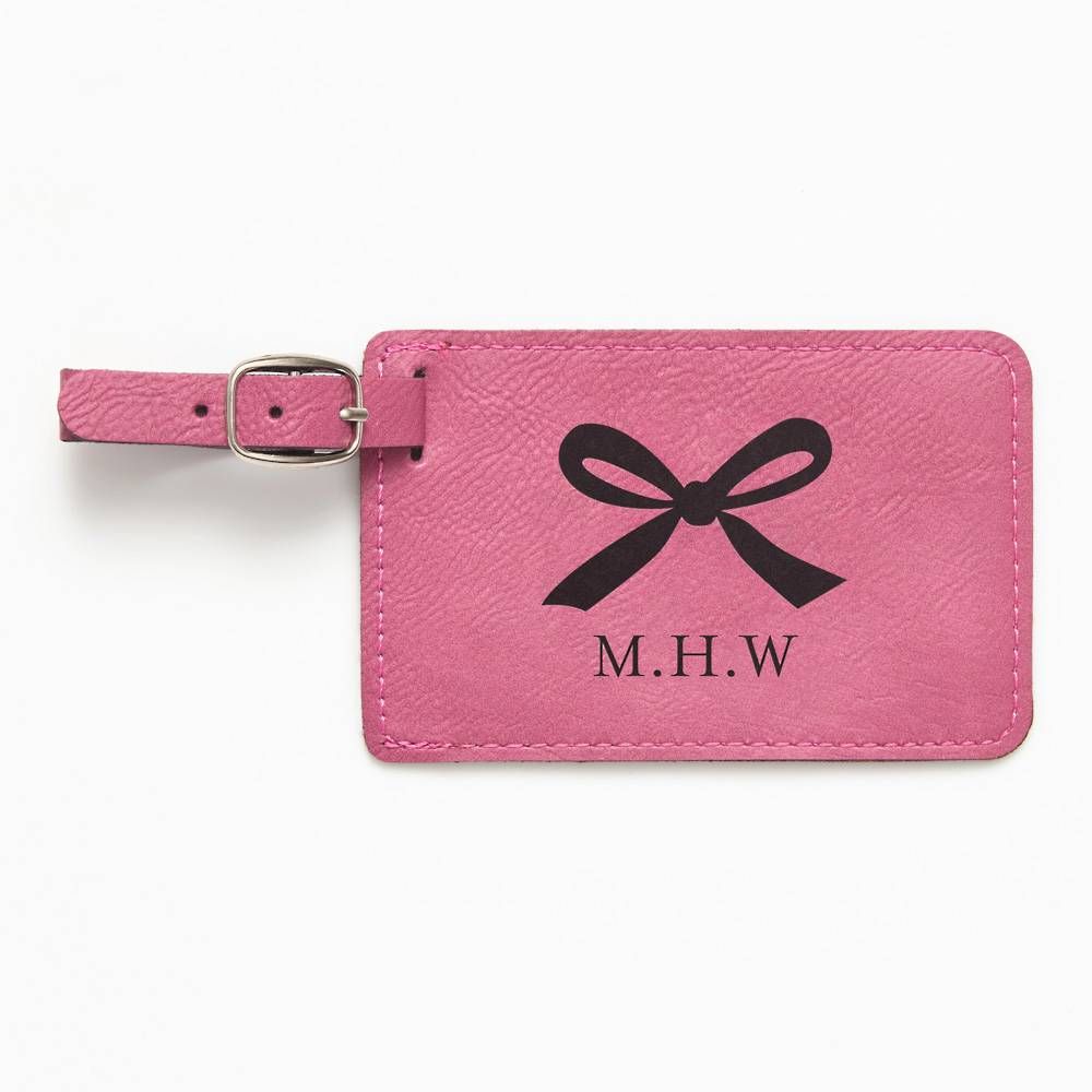 Monogram Bow Pink Luggage Tag | Paper Source | Paper Source
