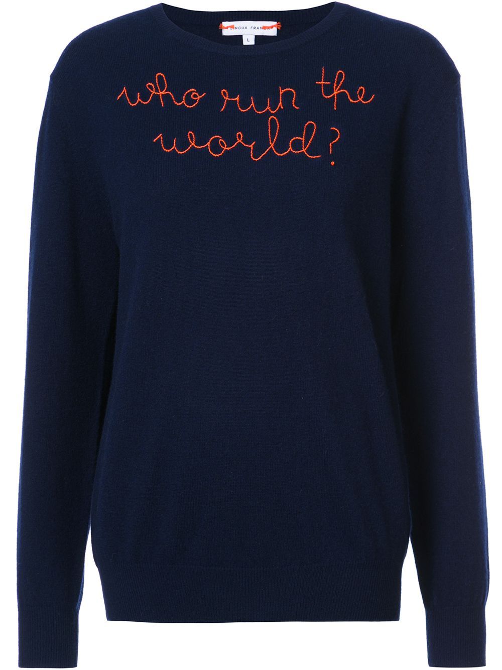 Lingua Franca quote embroidered sweater - Blue | FarFetch US