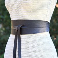 Reversible Espresso Leather Obi Belt Wrap Sash Cinch Belt | Etsy (US)