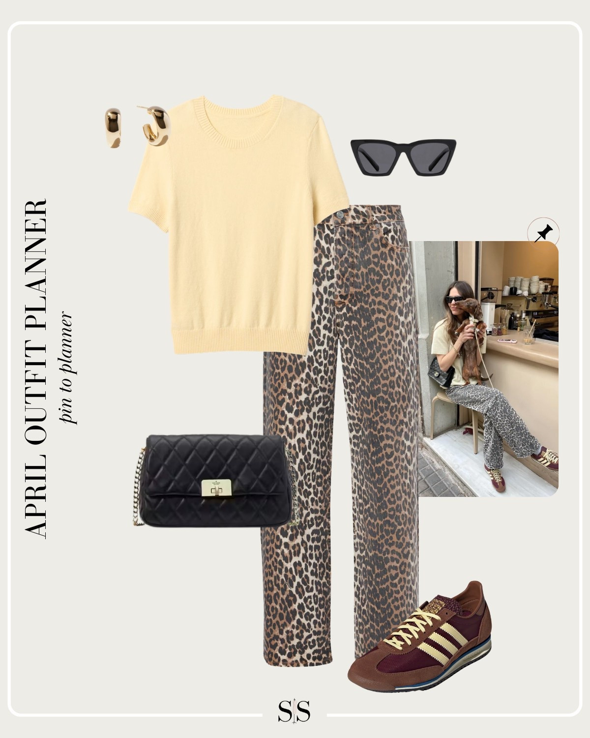 Monthly outfit planner APRIL: Spring transitional looks, pin to planner outfit inspo | leopard straight jean, brown sneaker, yellow sweater

#springoutfit #casualoutfit

Image credit: Pinterest 

#LTKStyleTip