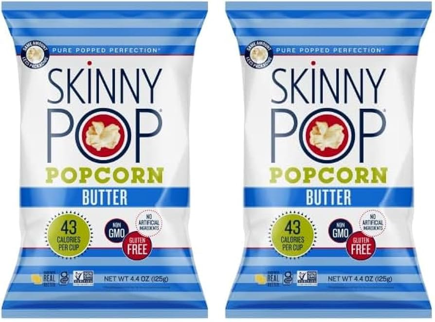 SkinnyPop Butter Popped Popcorn, 4.4oz Grocery Sized Bag (Pack of 2) | Amazon (US)