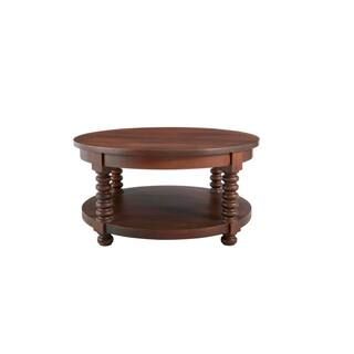 Home Decorators Collection Glenmore Walnut Medium Round Wood Coffee Table with Detailed Legs CAC-... | The Home Depot