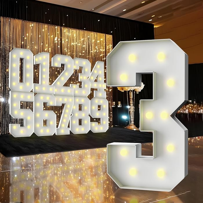 3FT Marquee Light Up Number,Marquee Numbers 3 Feet Tall, Large Led Sign for Baby Shower,Party,Bir... | Amazon (US)