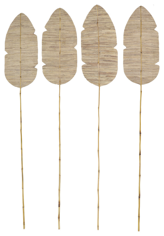 Tall Beige Palm Leaf and Bamboo Wood Decorative Fan Vase Fillers, Set of 4 | Houzz (App)