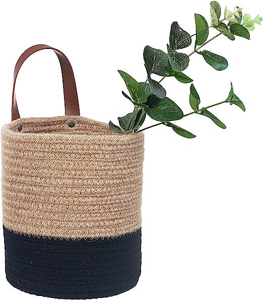 Wall Hanging Storage Baskets - Small Cotton Rope Woven Closet Storage Bins-Shelf Basket Organizer... | Amazon (US)