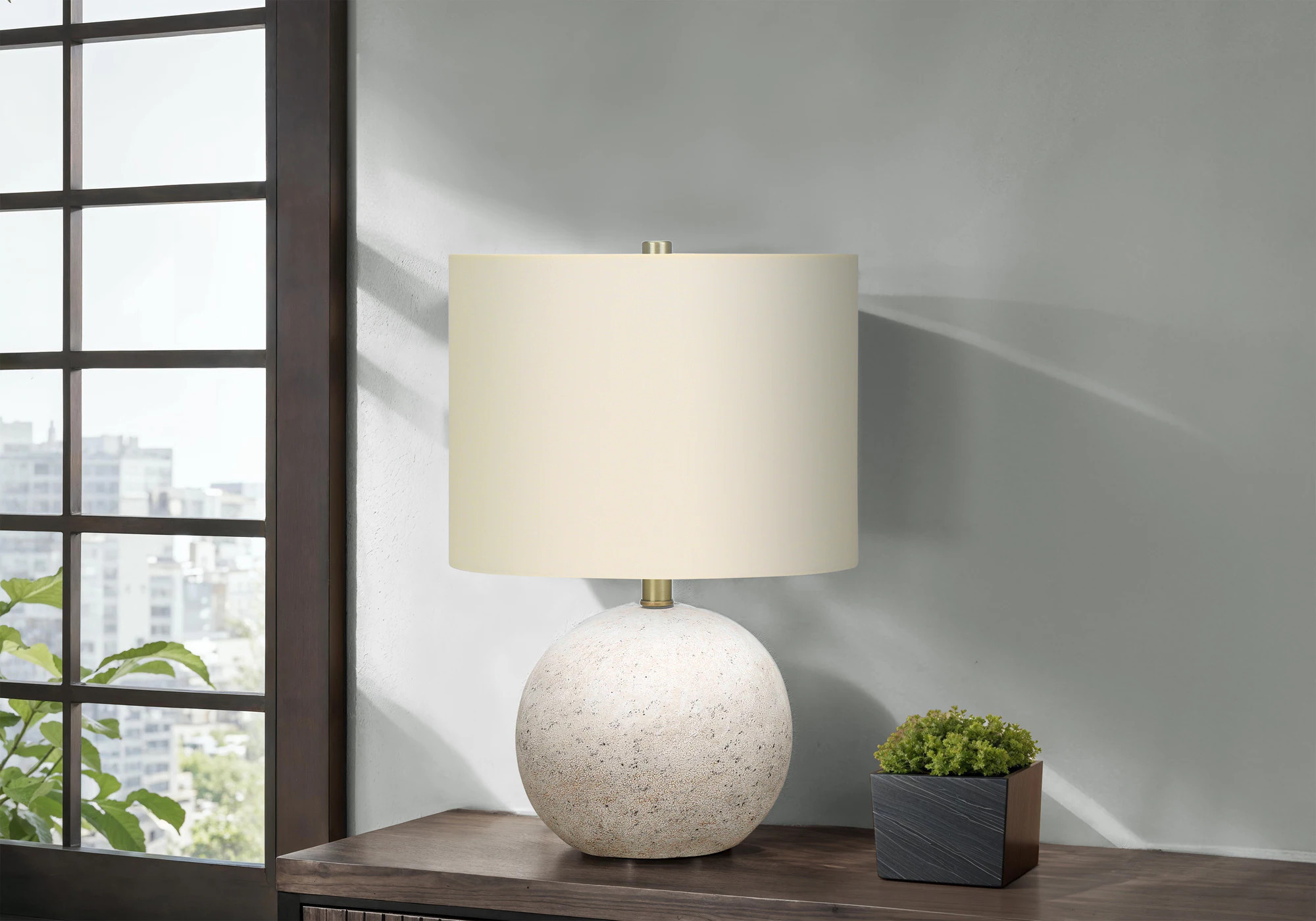 Tinyhomie Grey Concrete Table Lamp Cream Shade Modern Bedroom Desk Lamp Lighting one_size | LW-Y-OR-4924 | Lowe's