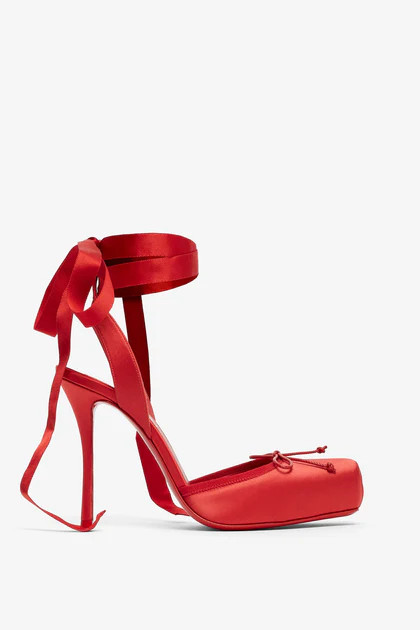 Cassia lace up 100 red satin pumps | Shop Savannahs (US)