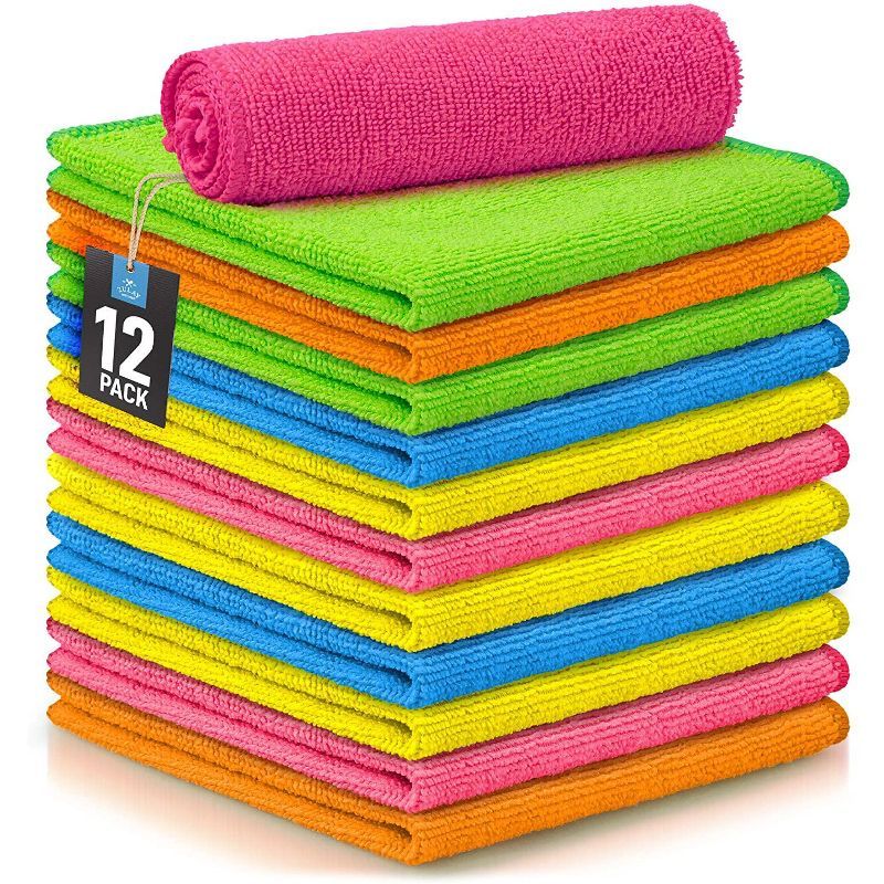 Zulay Kitchen 12 Pack Microfiber Cleaning Cloths - 12x12 Inch Ultra Absorbent Washable Cleaning R... | Target