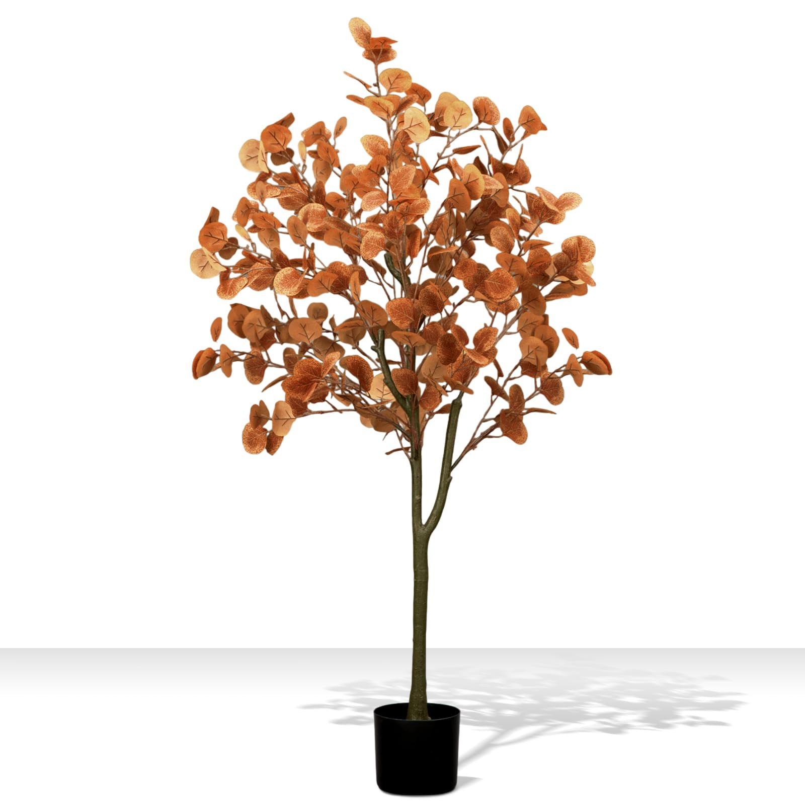 4ft Fall Eucalyptus Leaves Artificial Autumn Tree Ficus Fall Eucalyptus Stems Thanksgiving Decor Artificial Faux Tree Leaves Branches Decor for Porch Front Door Outdoor Indoor Decoration | Amazon (US)