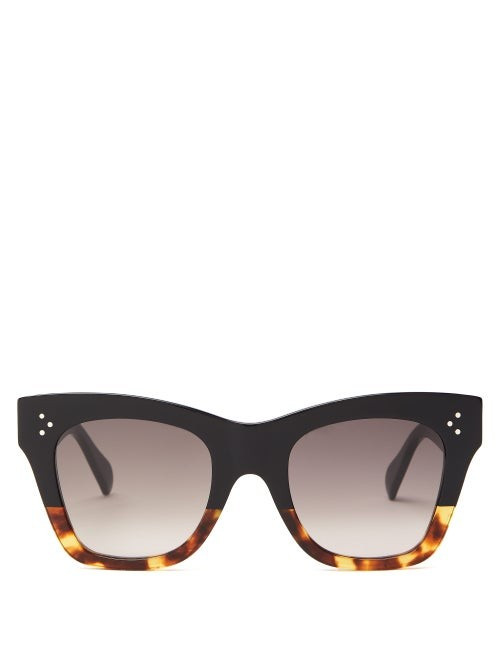 Celine Eyewear - Square Tortoiseshell-gradient Acetate Sunglasses - Womens - Black Brown | Matches (US)