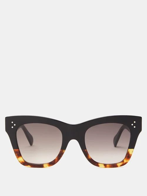 Celine Eyewear - Gradient Square Acetate Sunglasses - Womens - Black Brown | Matches (US)