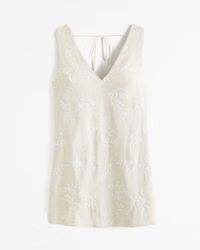 Embroidered Linen-Blend Mini Dress | Abercrombie & Fitch (US)