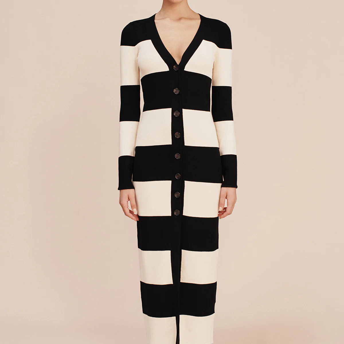 THEO LONG SLEEVE DRESS - BLACK STRIPE | POSSE (US)