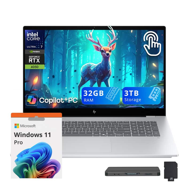 HP - Upgraded - OmniBook 7 17.3" FHD Touch Laptop,Intel Ultra 7 258V,32GB RAM,2TB SSD+1TB Dock Set,GeForce RTX4050,Win 11Pro - Silver | Best Buy U.S.