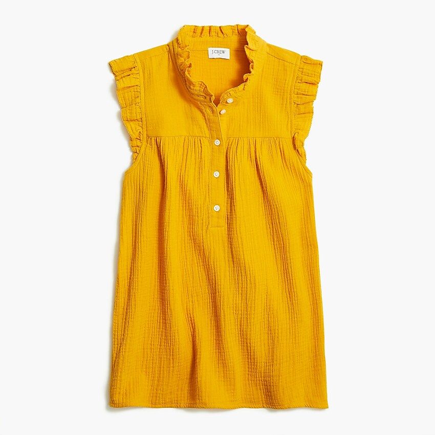 Gauze smocked ruffleneck top | J.Crew Factory