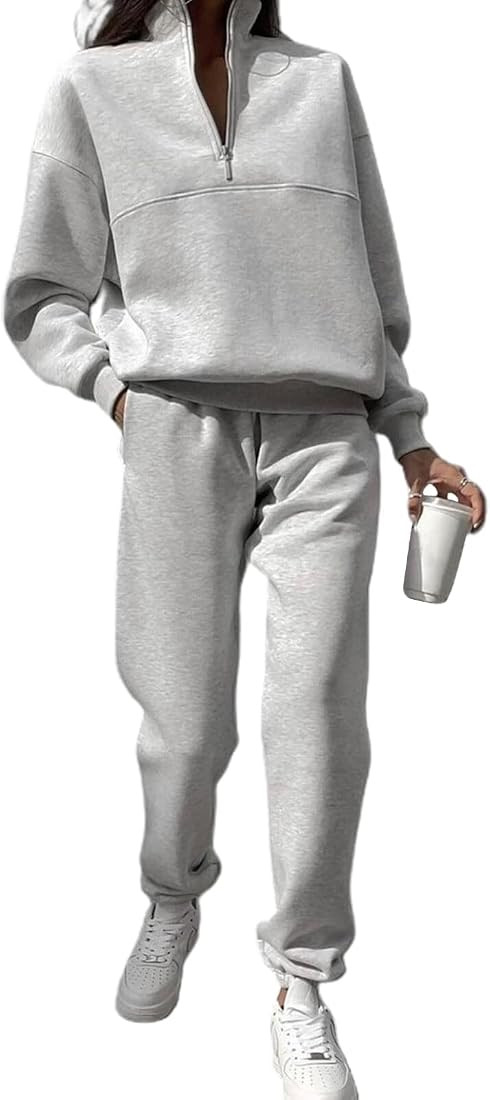 AEJENNIO Sweat Suits for Womens 2 Piece Outfits Half Zip Pullover Sweatshirts Sweatpants Lounge S... | Amazon (US)