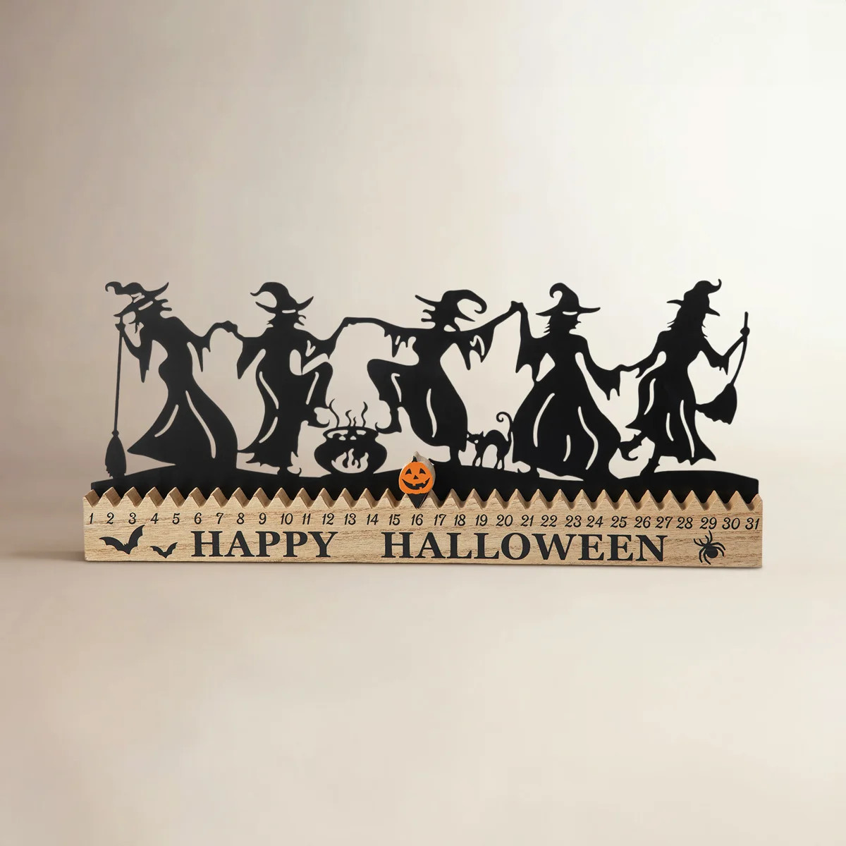 Handmade 18" L Wood and Metal Dancing Witch Silhouette Countdown Sign | Wayfair North America