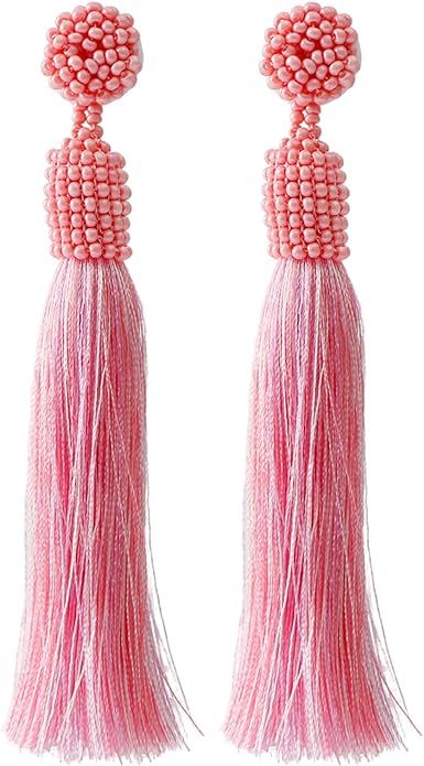 Tassel Earrings for Women Dangling Beaded Earrings Bohemian Tassel Drop Dangle Earrings Summer Be... | Amazon (US)