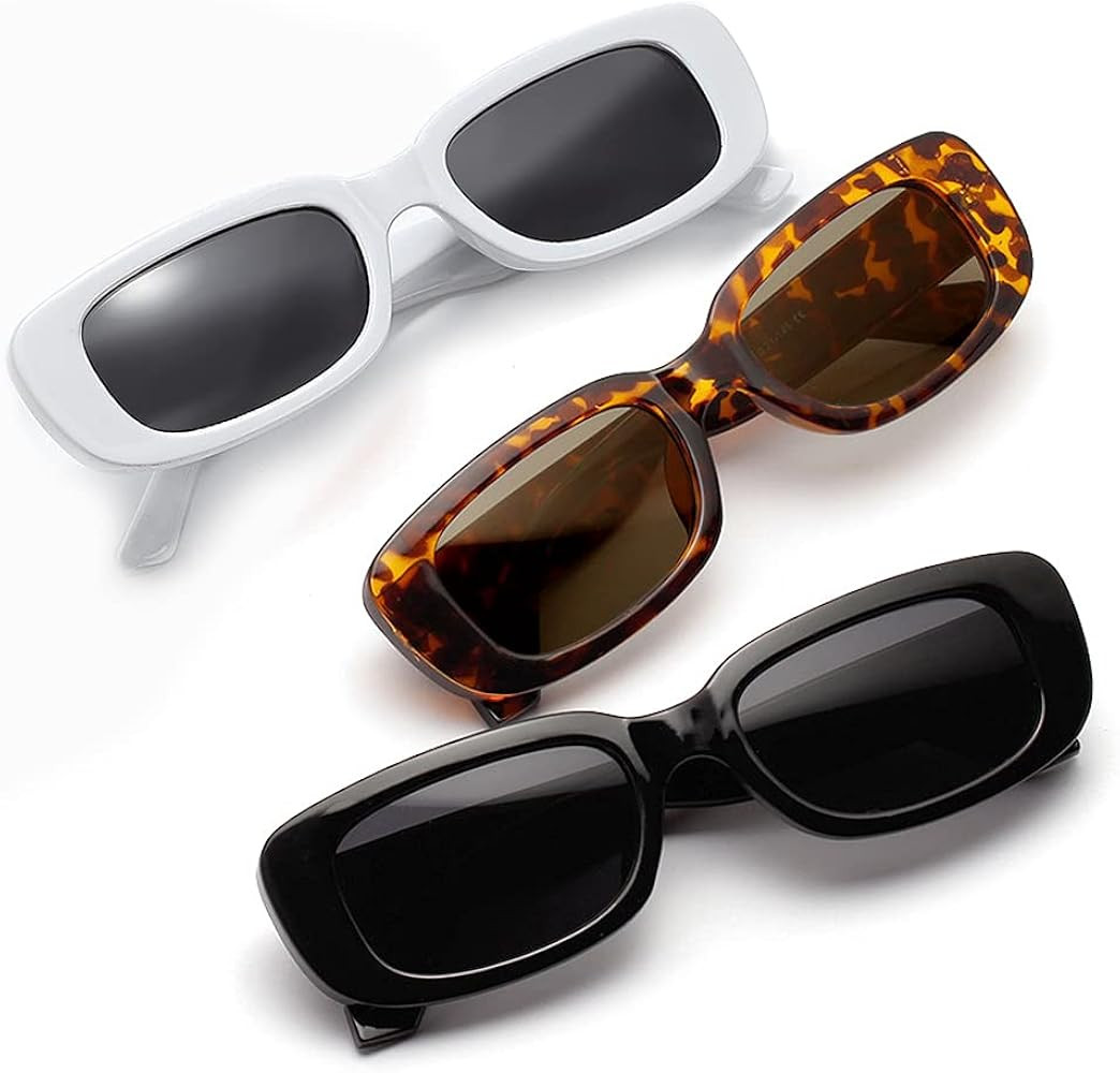 Rectangle Sunglasses for Women Black 90s Retro Sunglasses Trendy Y2K Aesthetic Sunglasses Vintage Sq | Amazon (US)