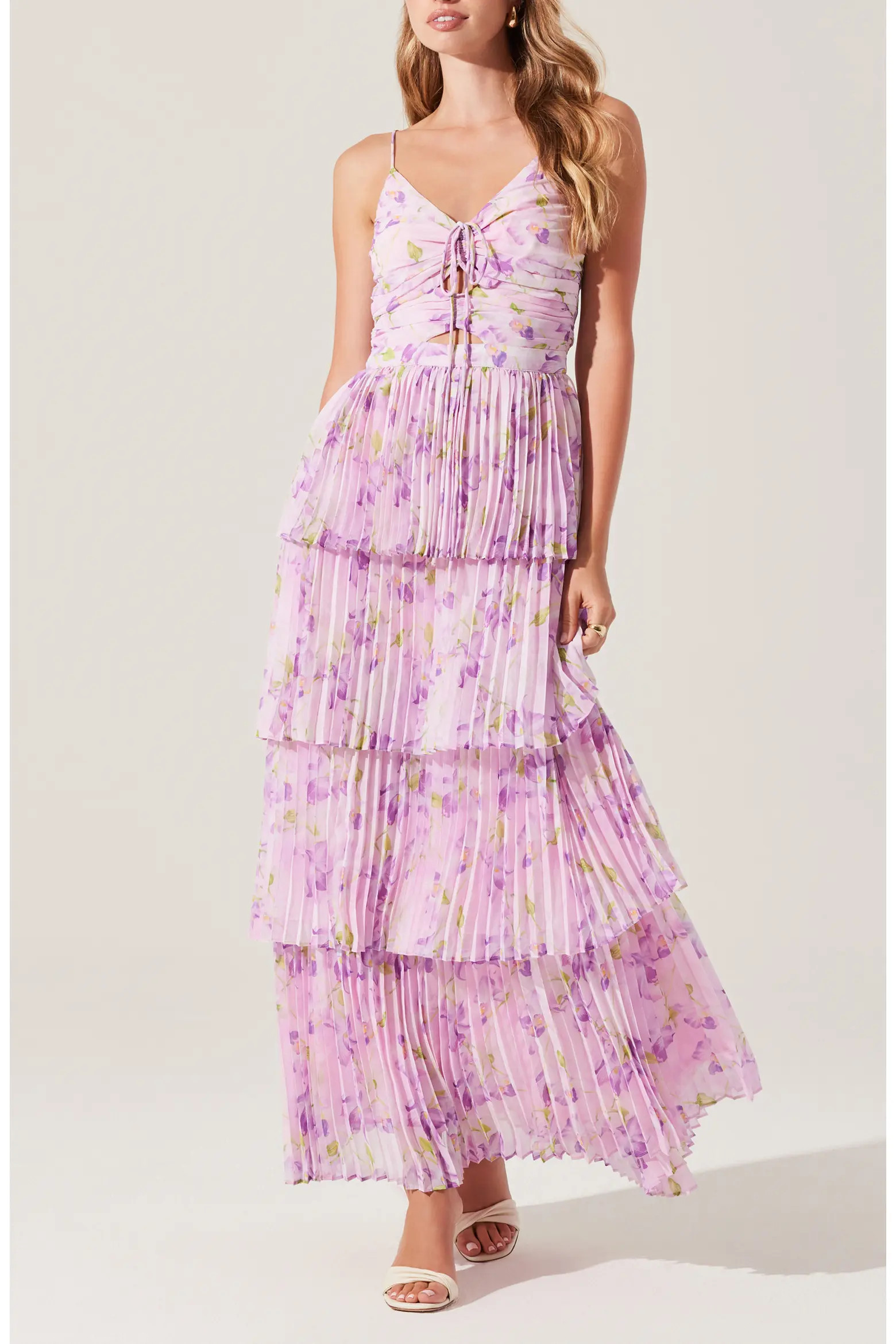 Daytona Floral Pleated Tiered Dress (Women) | Nordstromrack | Nordstrom Rack