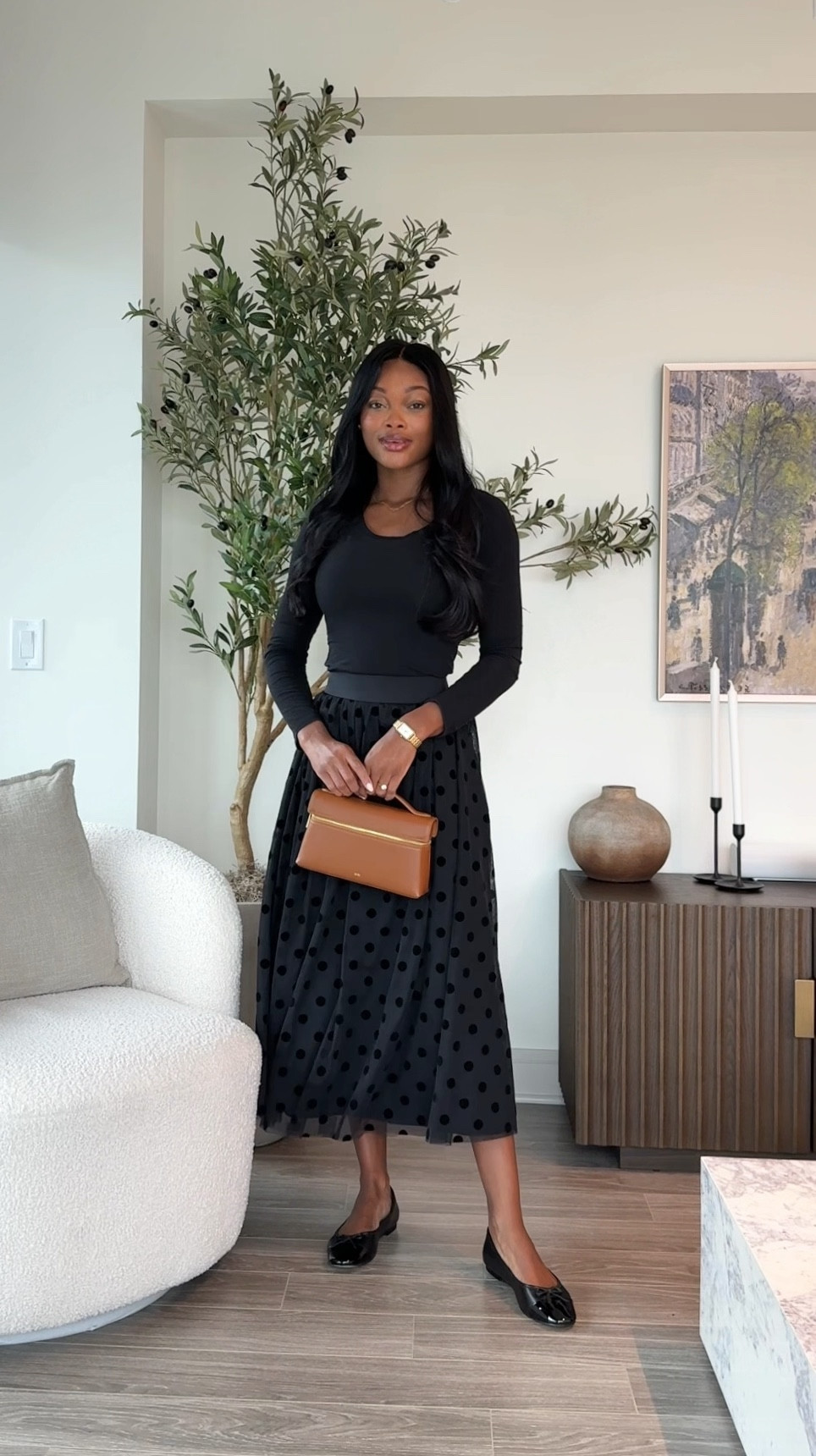 Outfit of the day! Love this black polka dot midi skirt!  

#LTKShoeCrush #LTKSeasonal #LTKStyleTip