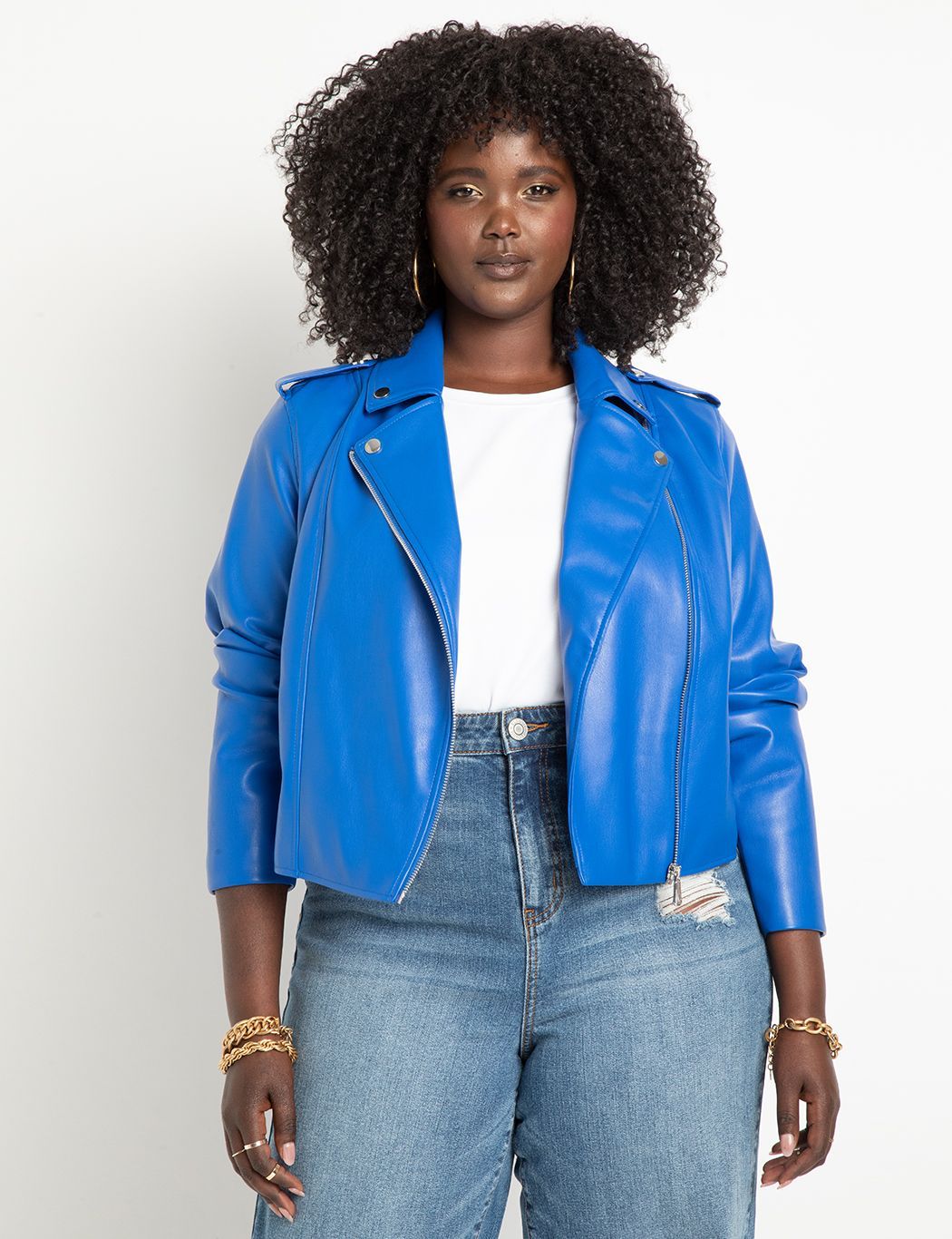 Faux Leather Moto Jacket | Women's Plus Size Coats + Jackets | ELOQUII | Eloquii