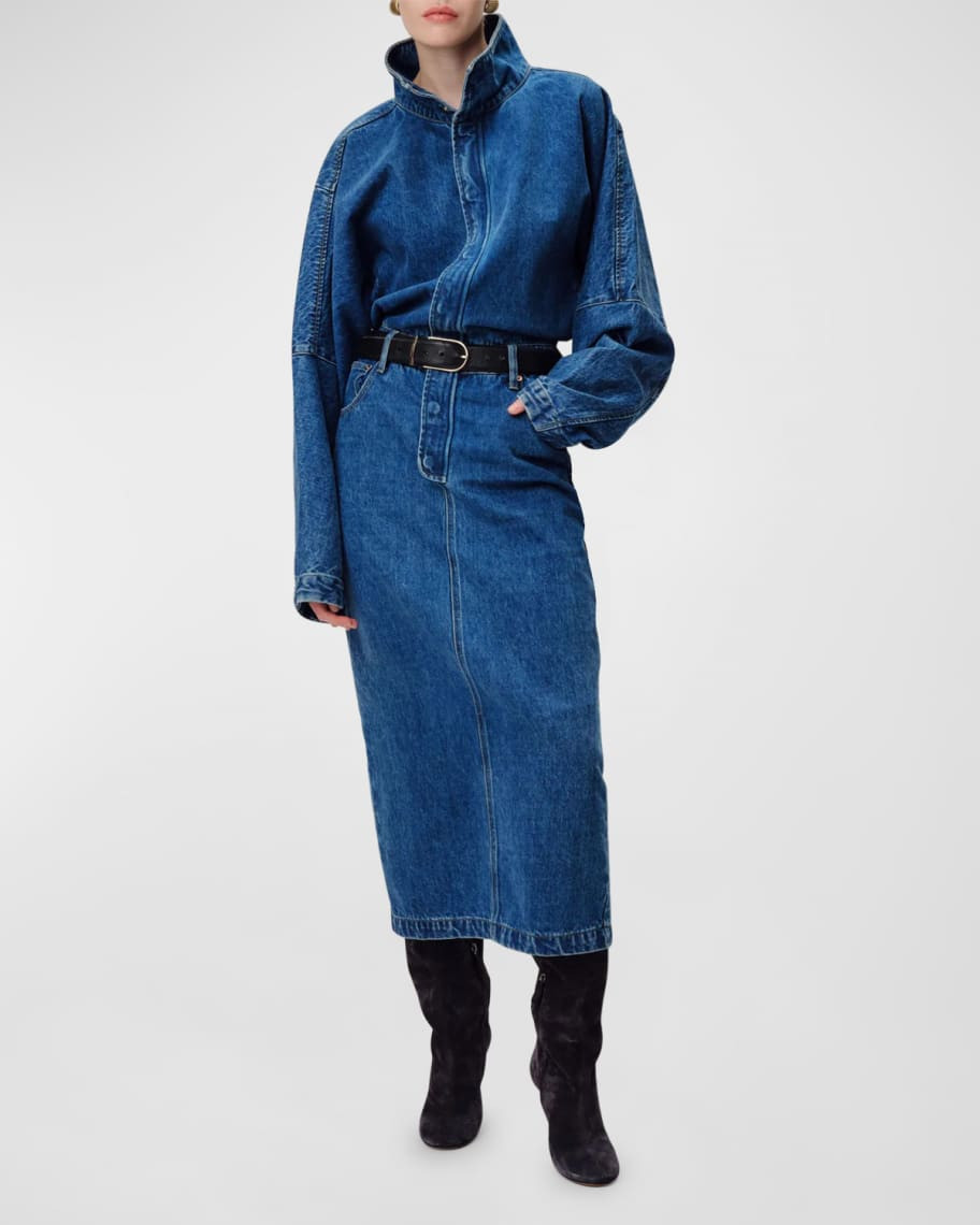 Sebastian Long-Sleeve Midi Denim Shirtdress | Neiman Marcus